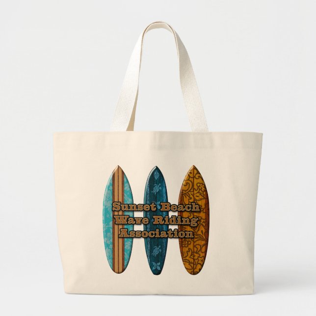 Grand Tote Bag Sunset Beach Hawaiian Surfboards Wave Riders Toter (Devant)