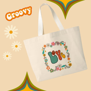 Grand Tote Bag Super LOVE flower power 70's inspiré