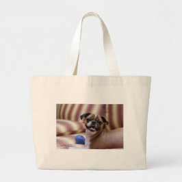 Grand Tote Bag Super mignon chien avec sa balle préférée