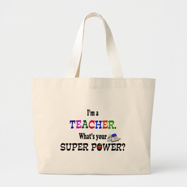 Grand Tote Bag Super puissance enseignant (Devant)
