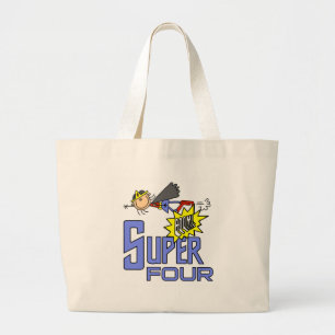 Grand Tote Bag Superhero Girl 4th Birthday Tshirts et cadeaux
