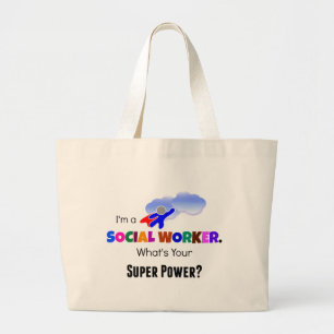 Grand Tote Bag Superhéros du travailleur social