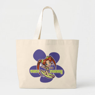 Grand Tote Bag Surf Bunny Surfer Girl Cartoon