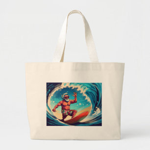 Grand Tote Bag Surf Up, Père Noël : Vibes de cavaliers de vague t