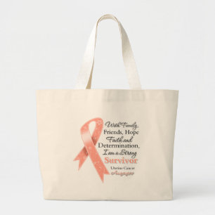 Grand Tote Bag Survivant fort de soutien utérin de Cancer