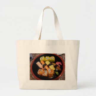Grand Tote Bag Sushi Raw Food Japonais Repas Délicieux Servi