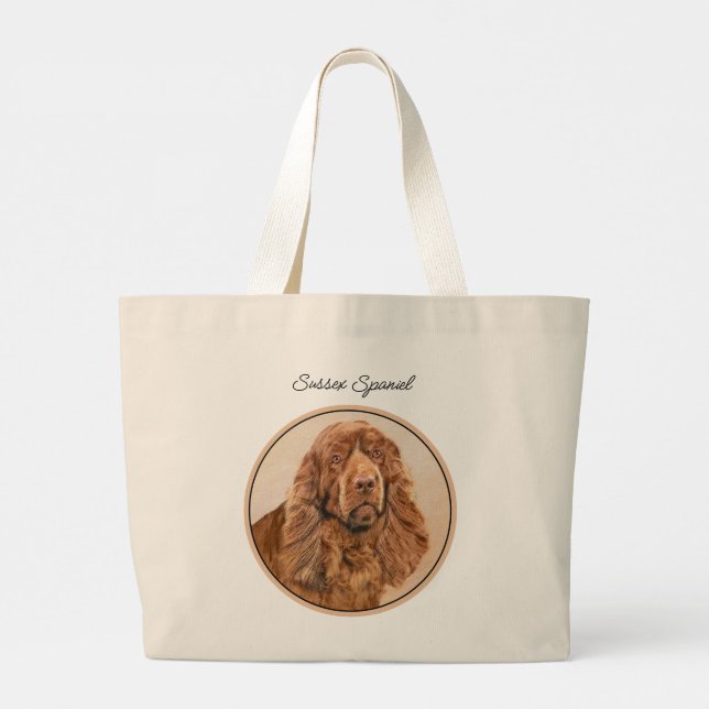Grand Tote Bag Sussex Spaniel Peinture mignonne Original Animal d (Dos)