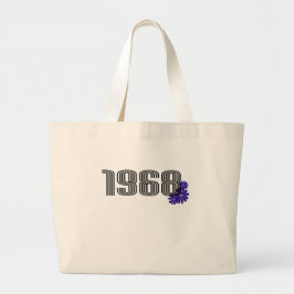 Grand Tote Bag SYMBOLE DE PAIX FLEURIE 1968 Hippie violet