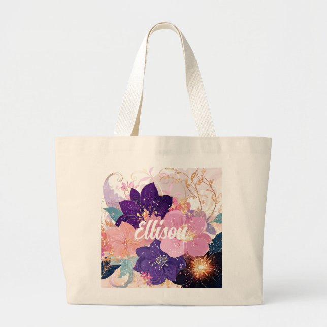 Grand Tote Bag Symphonie florale opulente (Devant)