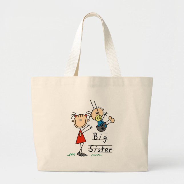 Grand Tote Bag T-shirts et cadeaux Big Sister Little Brother (Devant)