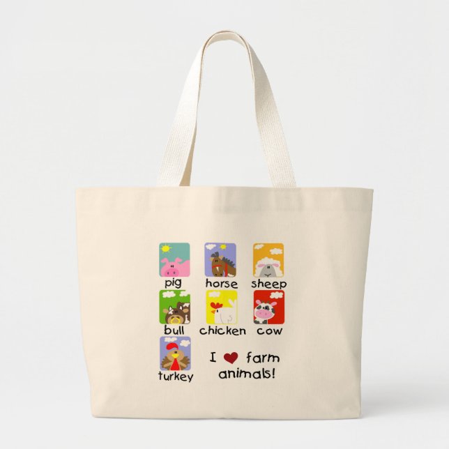 Grand Tote Bag T-shirts et cadeaux d'animaux de ferme (Devant)