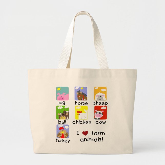 Grand Tote Bag T-shirts et cadeaux d'animaux de ferme (Devant)