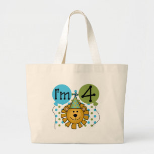 Grand Tote Bag T-shirts et cadeaux Lion 4th Birthday