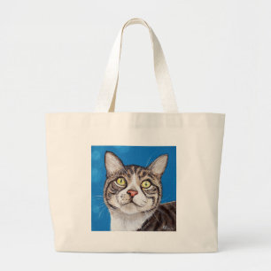 Grand Tote Bag Tabby Cat Peinture