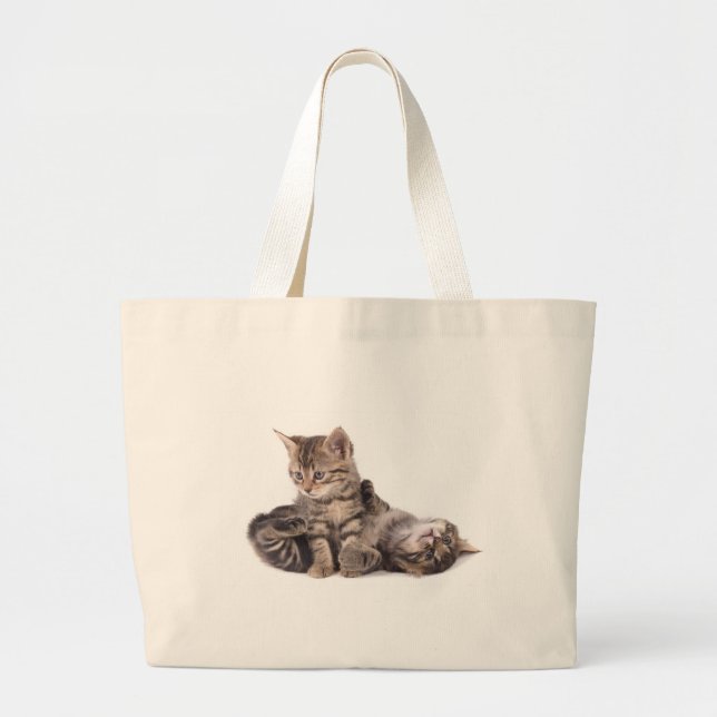 Grand Tote Bag tabby kittens playing (Devant)