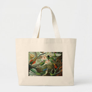 Grand Tote Bag tableau classique de la faune des oiseaux colibris