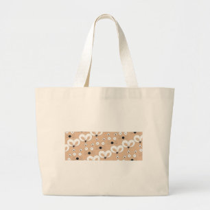 Grand Tote Bag Tan de motif de chat et de souris