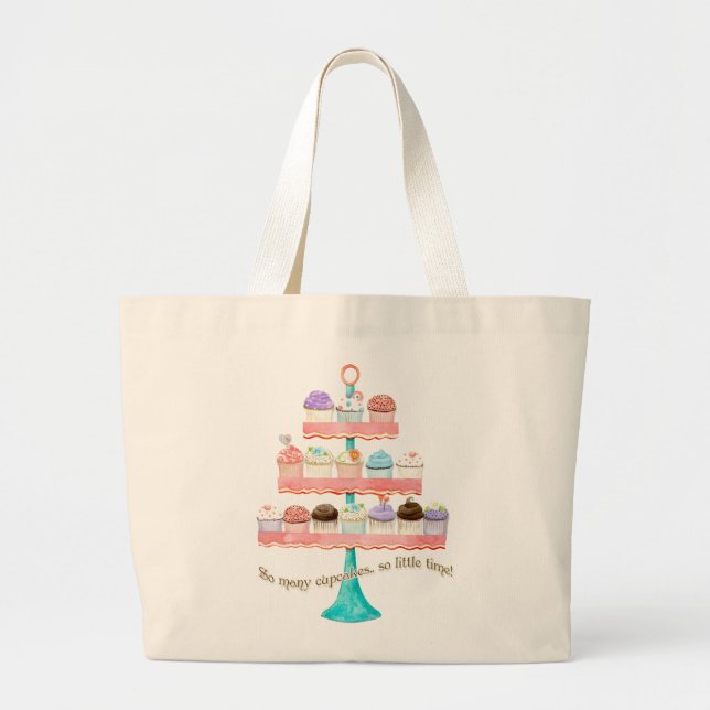 Grand Tote Bag Tant de petits gâteaux, tellement peu d'heure !  (Devant)
