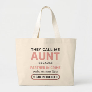 Grand Tote Bag Tante drôle parce que mauvaise influence sonne pir