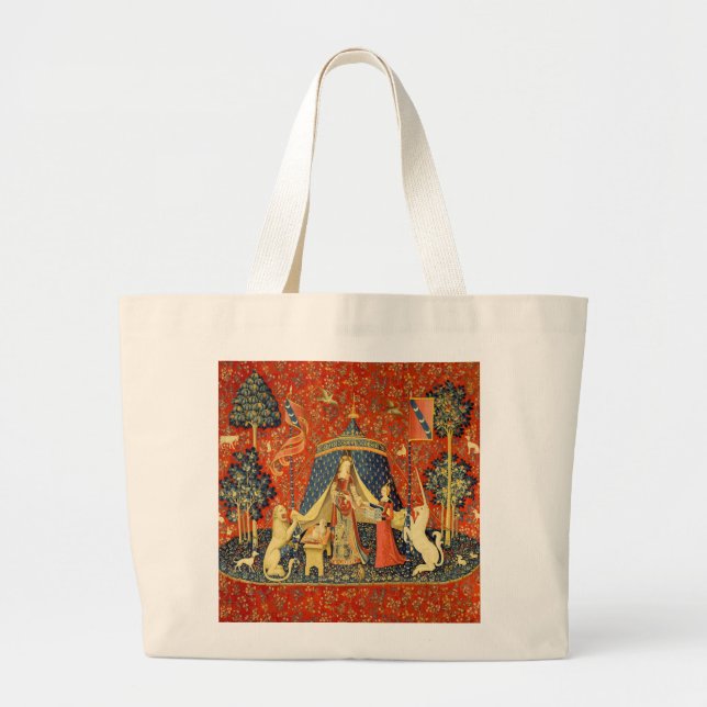 Grand Tote Bag Tapisseries Unicorne Lady Legend Médiéval (Devant)