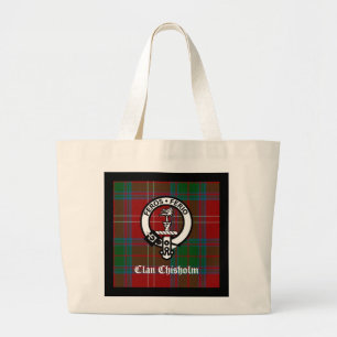 Grand Tote Bag Tartan et insigne de crête Clan Chisholm