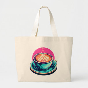 Grand Tote Bag Tasse de café cappuccino