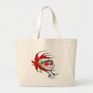 Grand Tote Bag Tatouage indien de crâne