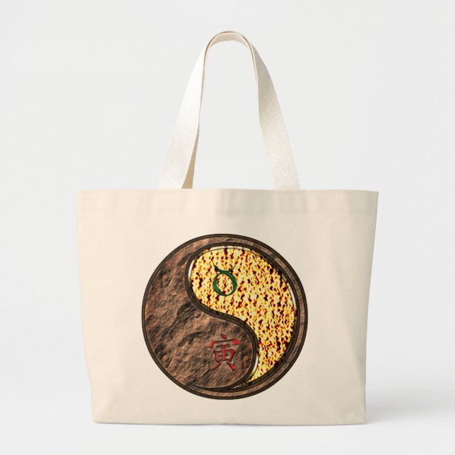 Grand Tote Bag Taurus et tigre de feu (Devant)