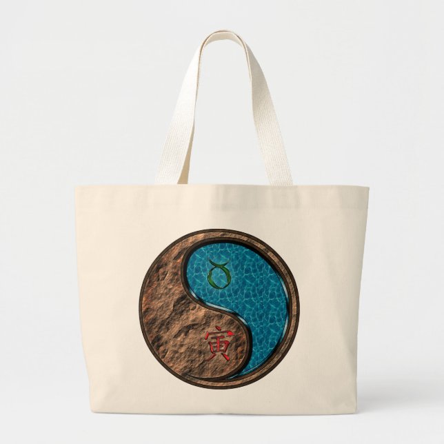 Grand Tote Bag Taurus et tigre d'eau (Devant)