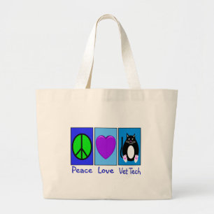 Grand Tote Bag Technologie de vétérinaire d'amour de paix