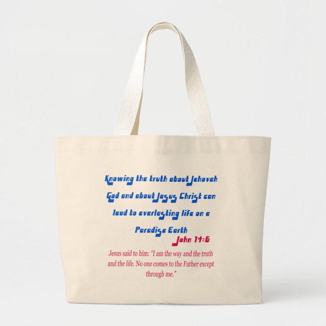 Grand Tote Bag Témoin de Jéhovah Jean14-6 (Devant)