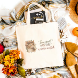 Grand Tote Bag Temps passé avec chats mignon Chat Aquarelle Desig