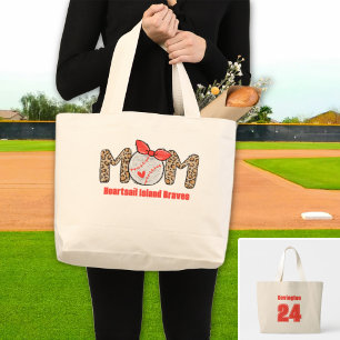 Grand Tote Bag Tendance Main dessinée Baseball Maman Personnalisé