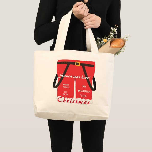 Grand Tote Bag Tendance Rouge Noël Père Noël Pants Cadeaux & Trai (Devant (produit))