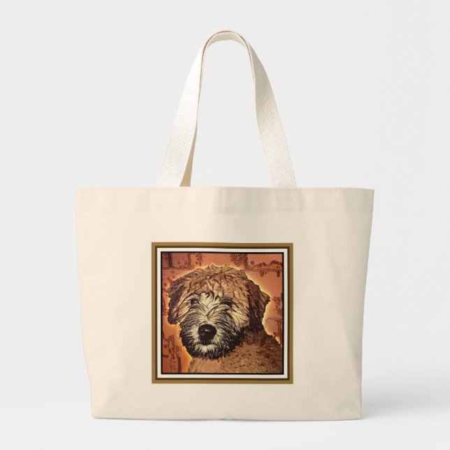 Grand Tote Bag TERRIER DU BLÉ : POIVRE HUMIDE (Bkgd Brown) (Devant)