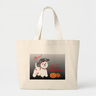 Grand Tote Bag Terrier West Highland Blanc Halloween