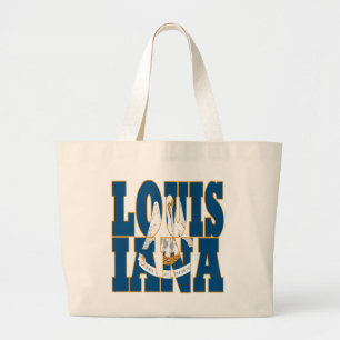 Grand Tote Bag Texte du drapeau de l'État de Louisiane