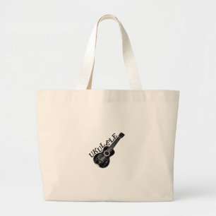 Grand Tote Bag Texte Et Image Ukulele