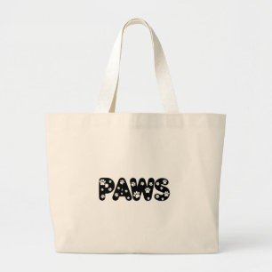 Grand Tote Bag Texte personnalisé des pattes de chien