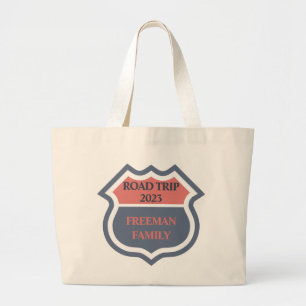 Grand Tote Bag Texte personnalisé du voyage sur la route familial