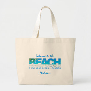 Grand Tote Bag Texte personnalisé PLAGE