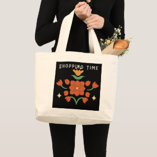 Grand Tote Bag Texte personnalisé pour l'heure des achats Style d