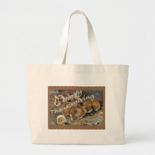Grand Tote Bag Thanksgiving à l'intérieur des pièces de champigno