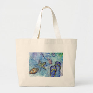 Grand Tote Bag Thème de plage de bascules électroniques