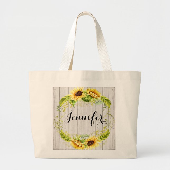Grand Tote Bag Thème tournesol (Devant)