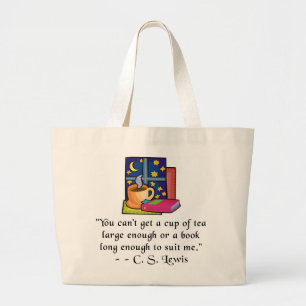 Grand Tote Bag Thés et livres Fourre-tout enorme naturel