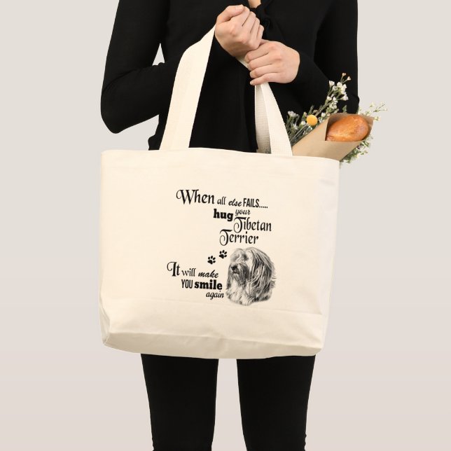 Grand Tote Bag Tibétain Terrier art moderne mignon chien race slo (Devant (produit))