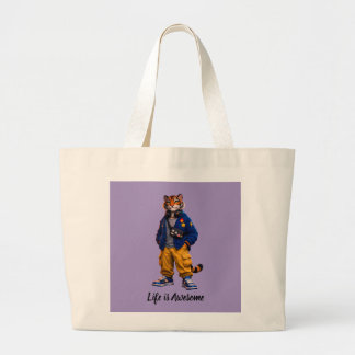 Grand Tote Bag Tigre Cool dans l'Art Streetwear - Tigre de Style