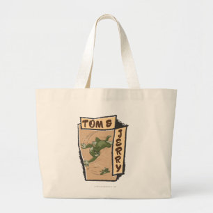 Grand Tote Bag Tom et Jerry sur un canapé tan