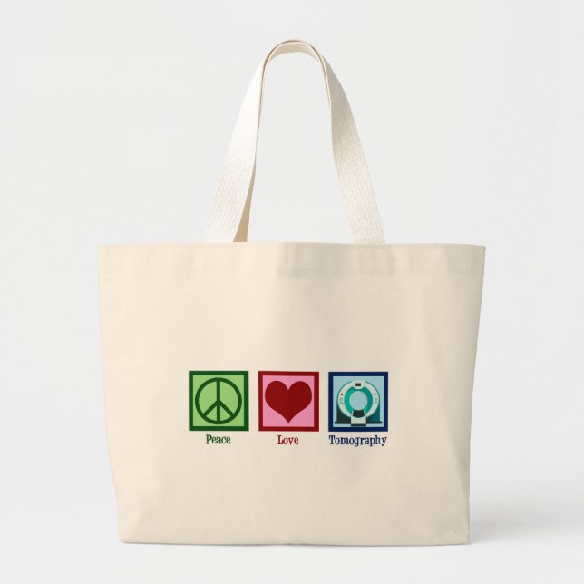 Grand Tote Bag Tomographe Peace Love Tomographie (Devant)